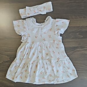 Little Me Baby Girl Dress & Bow Set 12M
